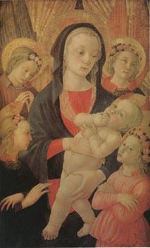 Master of The Castello Nativity The Virgin and Child Surrounded by Four Angels (mk05) Sweden oil painting art